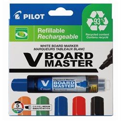 Pilot V Board Master Begreen Whiteboard Marker Chisel 2.3- 5.2mm Assorted Wallet of 5